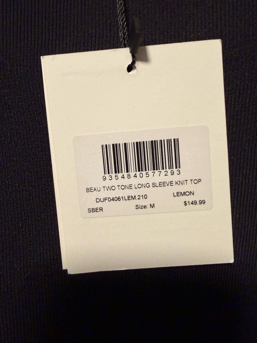 DISSH Cream Long Sleeve Colorblock Top with Black Panels - Picture 4 of 4